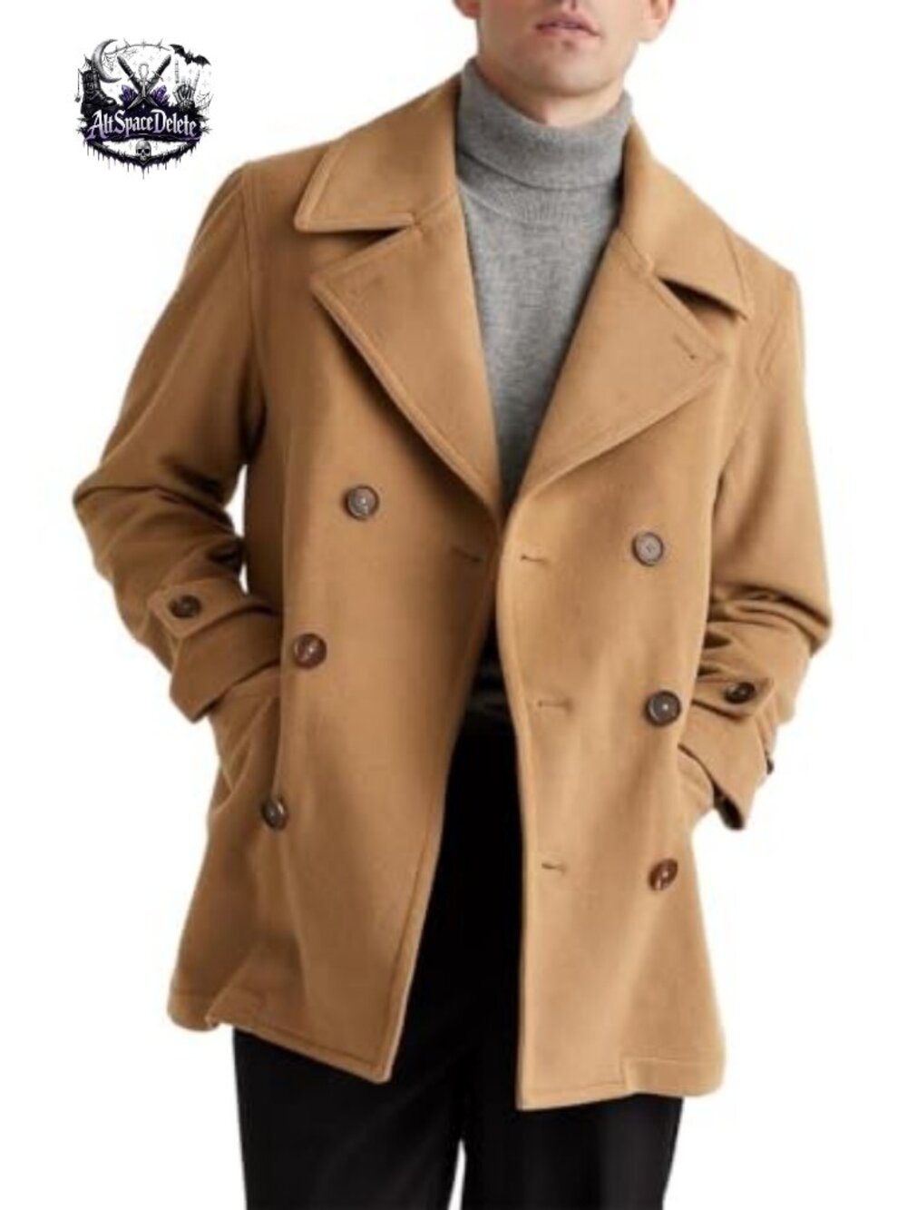 Mens Double Breasted Wool Trench Coat Peacoat Winter Jacket